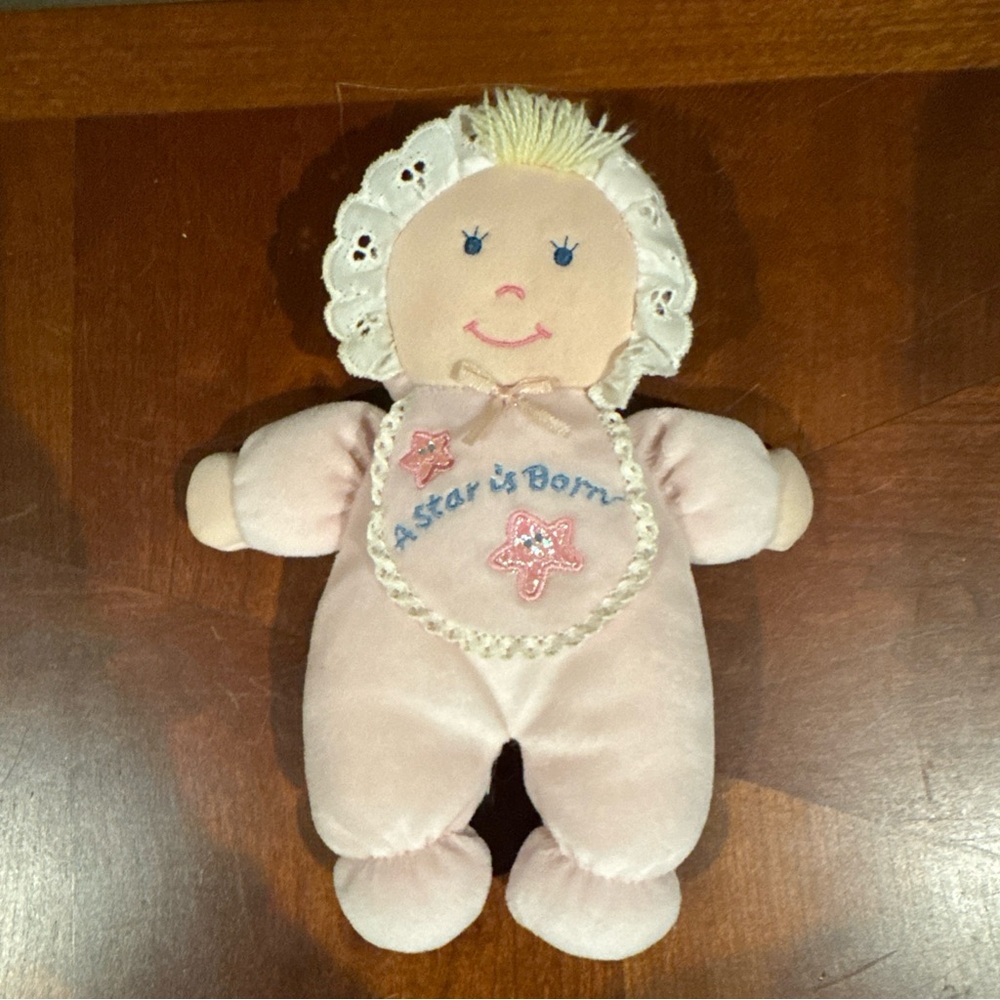 Vintage Kids 2 Grow Pink Baby Doll Plush Lovey A STAR IS BORN Blue Eyes